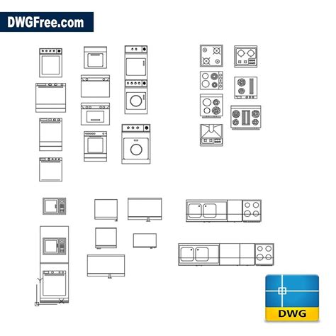 Kitchen furniture DWG - Download Autocad Blocks Model.