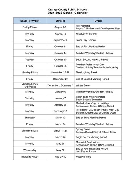 Cocke County School Calendar 2024-2025 [Academic Year]