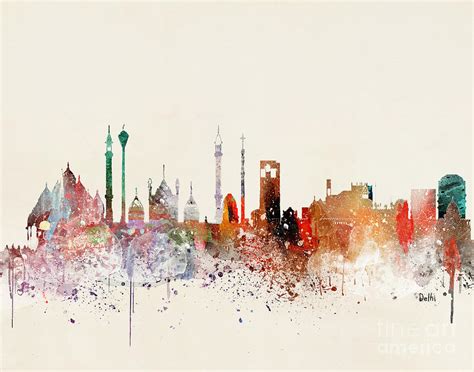 Delhi Skyline Painting by Bri Buckley - Pixels