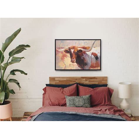 Texas Longhorn Cow Painting, Large Original Oil Painting on Canvas , Wall Decor Gift for Home ...