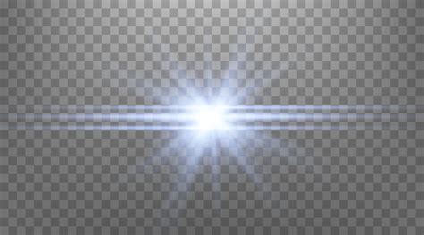 Blue horizontal lens flare. Isolated on transparent background. Sun flash with rays or spotlight ...