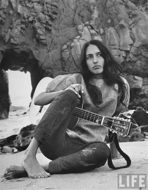 Joan Baez on the beach with guitar near her home. - Carmel, CA,1962 ...