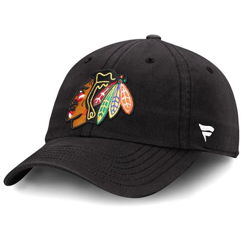 Chicago Blackhawks Black Fundamental Adjustable Hat