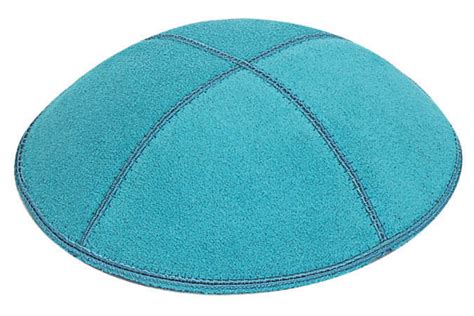 Suede Kippah With Trim Turquoise | Cohen Printing And Invitations