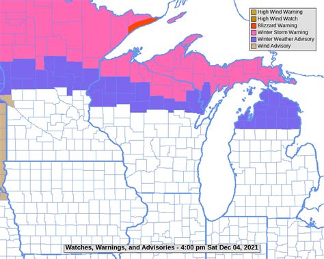 Winter Storm Warning for all of U.P., Winter Weather Advisory northern ...