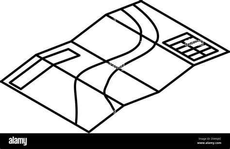 Simple line drawing of emergency kit, hazard map, isometric ...