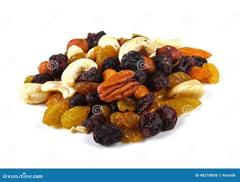 Mixed Nuts and Raisins Isolated on White Stock Photo - Image of walnuts, dried: 48218808