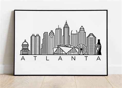 Atlanta Poster Black and White - Etsy