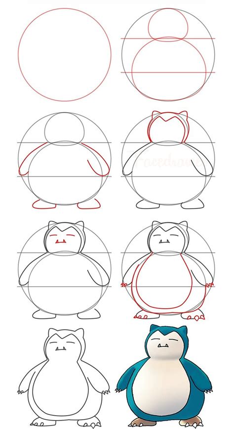 Snorlax Easy Drawing ~ Pokemon Snorlax Draw Easy Dibujo Dibujar Paso | Bocadowasubo