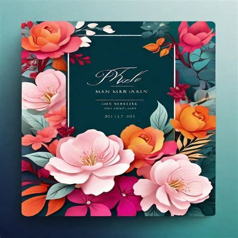 Premium Photo | Floral and luxurious wedding invitation card template