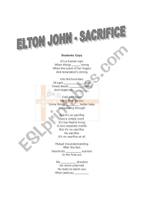 Elton John Sacrifice Mp3 Lyrics - MarianoWeeks