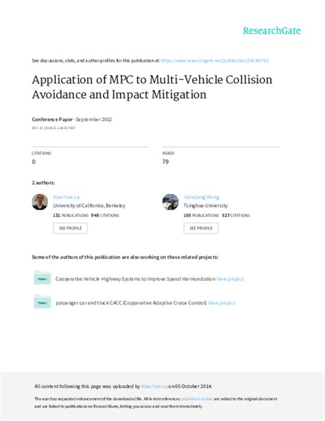 (PDF) Application of MPC to Multi-Vehicle Collision Avoidance and ...