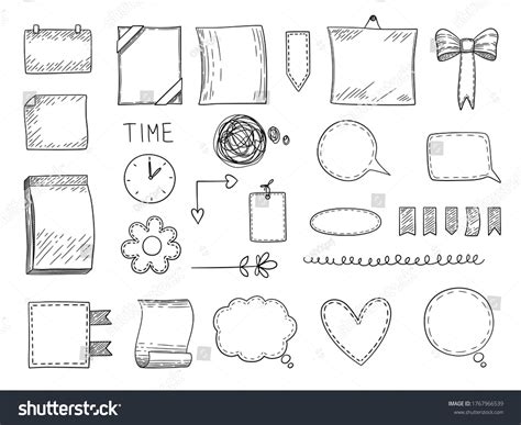 Bullet Journal Hand Drawn Frames Borders Stock Vector (Royalty Free ...