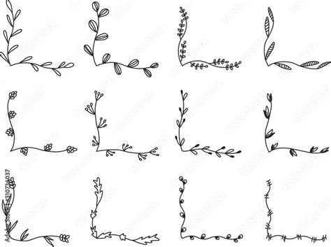 Hand drawn set of line frames on a white background. Sketch elements of ...