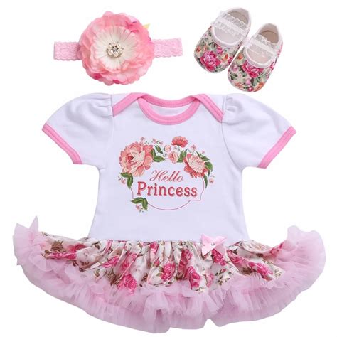 Boutique Newborn Baby Girl Clothes Shoe Headband Set,Toddler Romper and ...