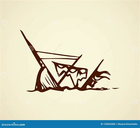 Sunken Ship. Vector Drawing | CartoonDealer.com #120504288