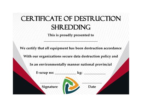 Certificate Of Disposal Template