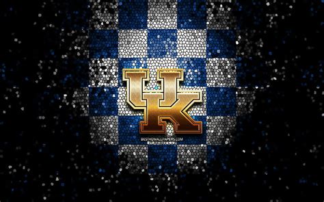 Kentucky Wildcats, glitter logo, NCAA, blue white checkered background, USA, HD wallpaper | Peakpx