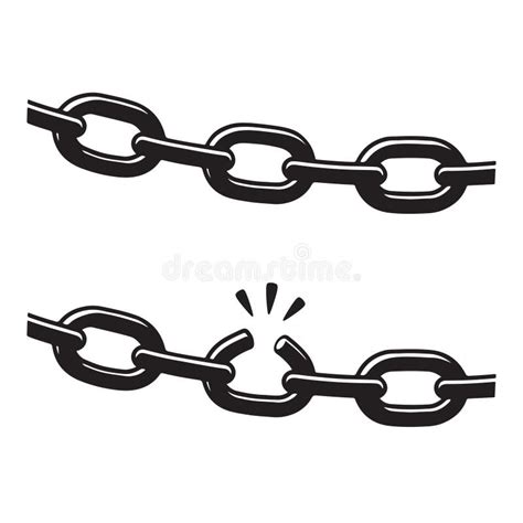 Broken link chain stock vector. Illustration of metal - 129451829