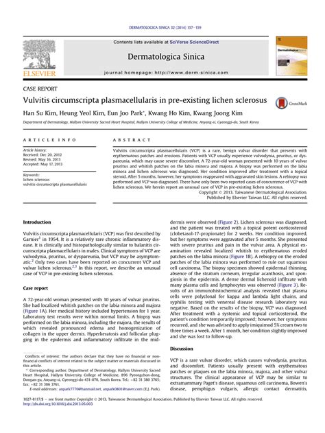 (PDF) Vulvitis circumscripta plasmacellularis in pre-existing lichen ...