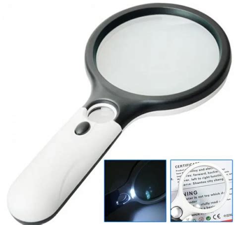 3X 45X Handheld Magnifier Book Light with 3 LED Light Reading ...