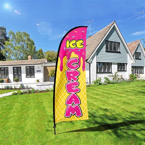 Qsum Ice Cream Business Flag With Pole Kit , Ice Cream Advertising ...