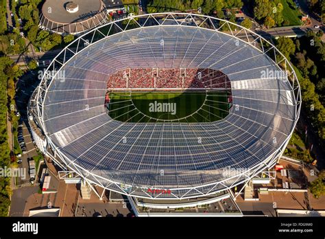 Aerial view, Bayer 04 Leverkusen, BayArena, the stadium of the football ...