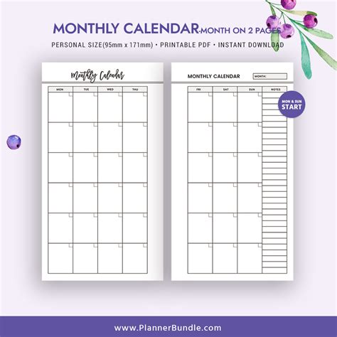 2 page monthly planner template example calendar printable – Calendar Template 2023