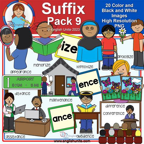 Clip Art - Suffix Pack 9 (ance, ence, ise/ize) | Made By Teachers