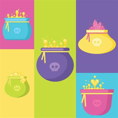 Set of halloween witch cauldron icons Vector 33044557 Vector Art at Vecteezy