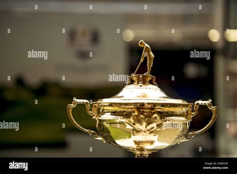 The Ryder Cup trophy on display at the Ryder Cup Media call - Rendezvous King Cross Train ...