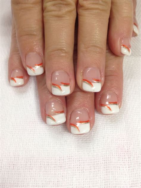 Fall French gel nails. All done with non-toxic and odorless gel. | French tip nail designs, Nail ...