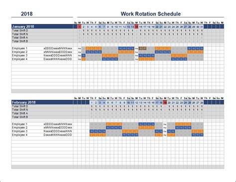 Monthly Rotation Calendar Template - Printable Calendar 2023