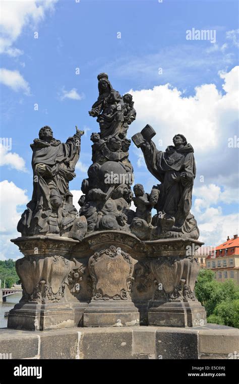 Religious statues on Charles bridge, Prague, Czech Republic Stock Photo ...