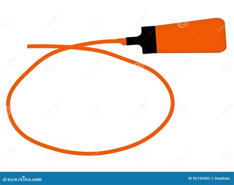 Single Orange Highlighter Pen with Hand Drawn Orange Circle To H Stock ...