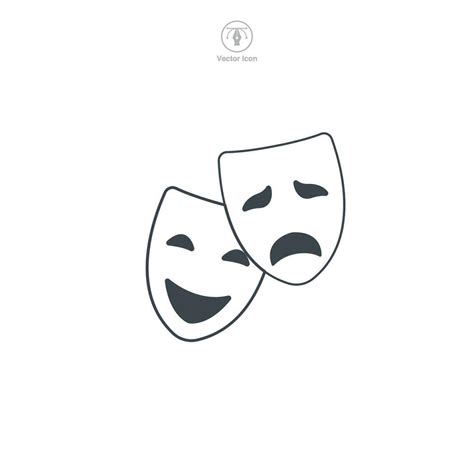 Theater Mask Comedy and tragedy icon symbol vector illustration isolated on white background ...