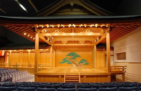 The Noh Stage, comprising of a square stage (butai) in the front and a ...