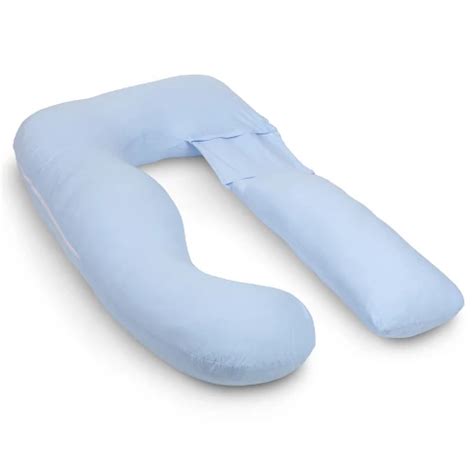 Pharmedoc Pregnancy Pillow, U-shape Full Body Maternity Pillow - Light Blue Jersey Cotton Cover ...