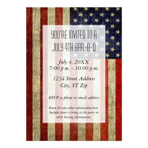 USA Flag with a vintage look Party Invitation | Zazzle.com | Patriotic invitations, Invitations ...