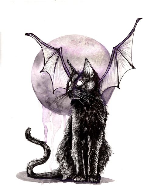 Bat Cat! Ink & watercolor : r/drawing