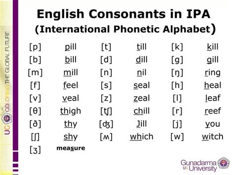 PPT - English Consonants in IPA (International Phonetic Alphabet ...