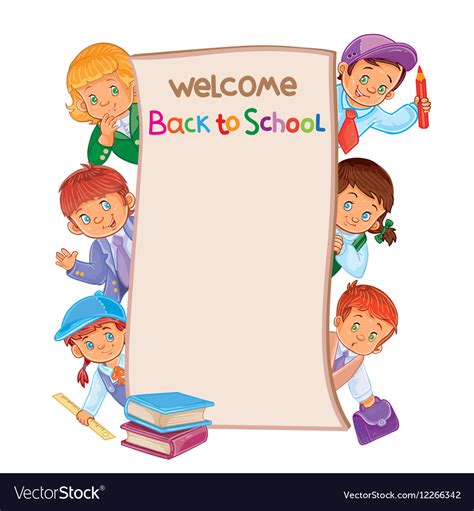 School poster with young children in carnival Vector Image