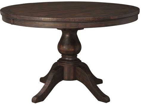 Trudell Dark Brown Round Extendable Pedestal Dining Table from Ashley (D658-50T-50B) | Coleman ...
