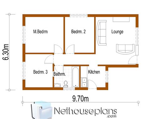 LC55A – 3 Bedroom House Plan | Simple house plans, Simple floor plans ...