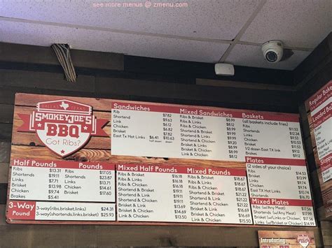 Online Menu of Smokey Joes Bar-B-Que Restaurant, Dallas, Texas, 75232 ...