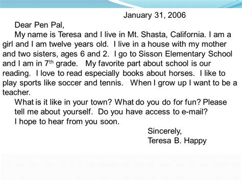 English is fun with Cris: Pen pal letters examples