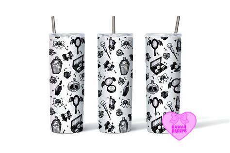 Pastel Goth Makeup MUA Vanity Black White 20 Oz Skinny Tumbler ...