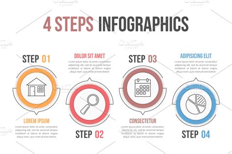 Process Diagram with Four Steps | Custom-Designed Graphics ~ Creative ...