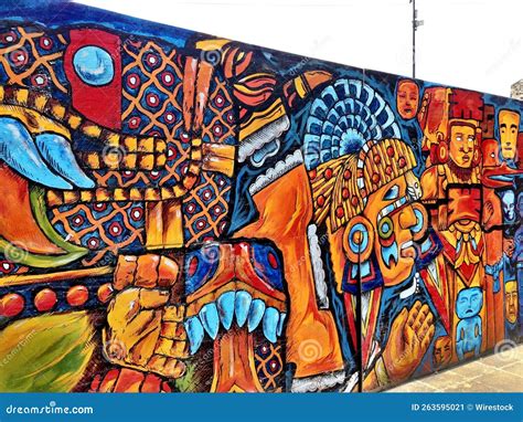 Closeup Shot of Colorful Mayan Mural Art in the Downtown Area of Mexico Editorial Photo - Image ...