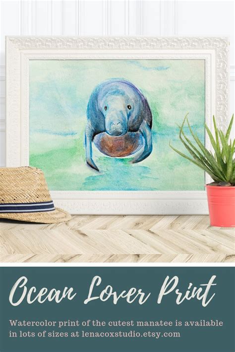 Manatee Print Manatee Wall Art Watercolor Nature Art - Etsy | Cow art ...